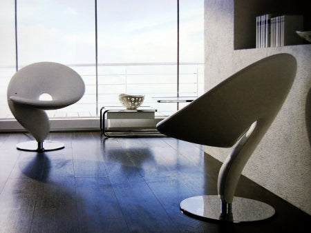 White leather luxury dining chairs made in Italy by Tonon