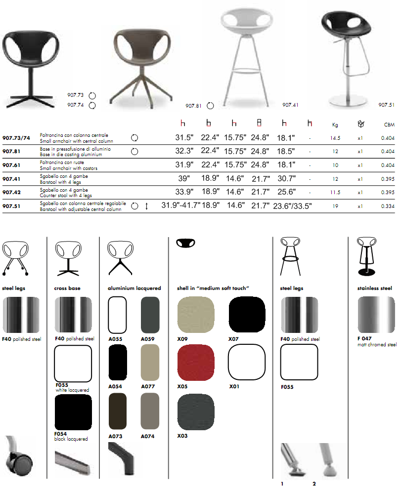 Up-Chair 907 product spec sheet 2