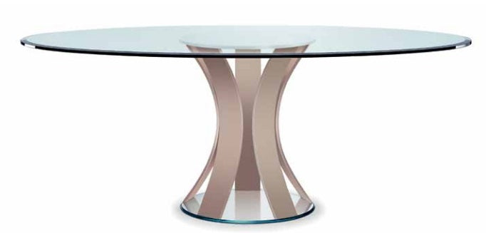 Italian dining table with tan glass legs