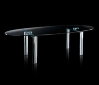 High end glass topped and glass legged Italian dining table