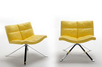 Two Wave Soft Chairs in yellow leather made in Italy