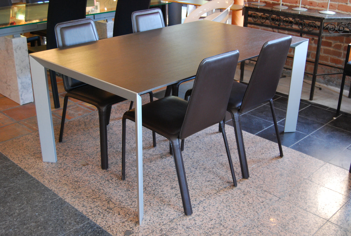 Kristalia Nori Dining Table With Chocolate Top and Aluminum legs
