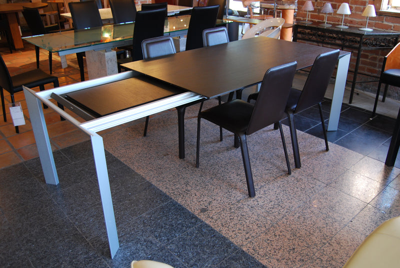 Kristalia Nori Dining Table With Chocolate Top and Expandable Side tables