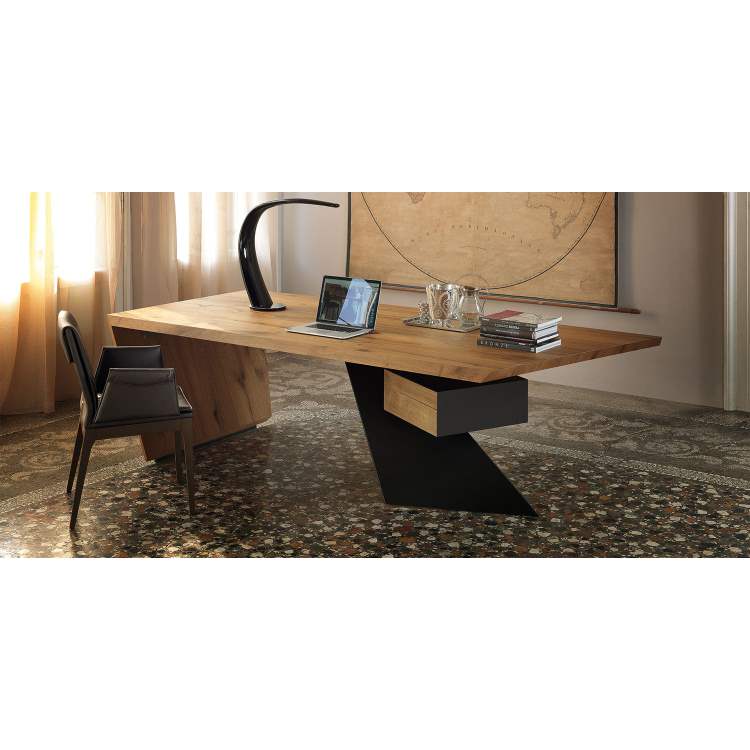 Italian desk with curved lamp and carpet