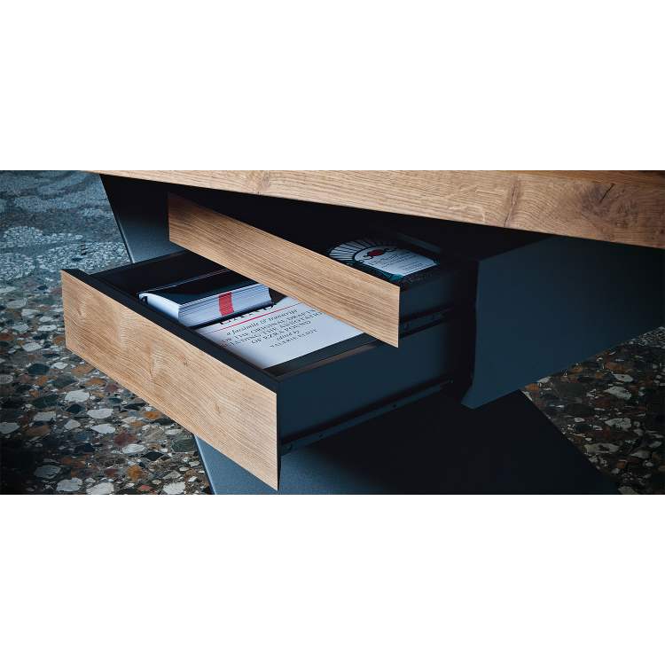 Close up of designer Italian desk drawers
