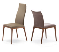 View of Both Heights of Dining chair with leather and wood by Cattelan Italia