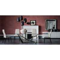 Dining table with glass top and metal base  by Cattelan Italia