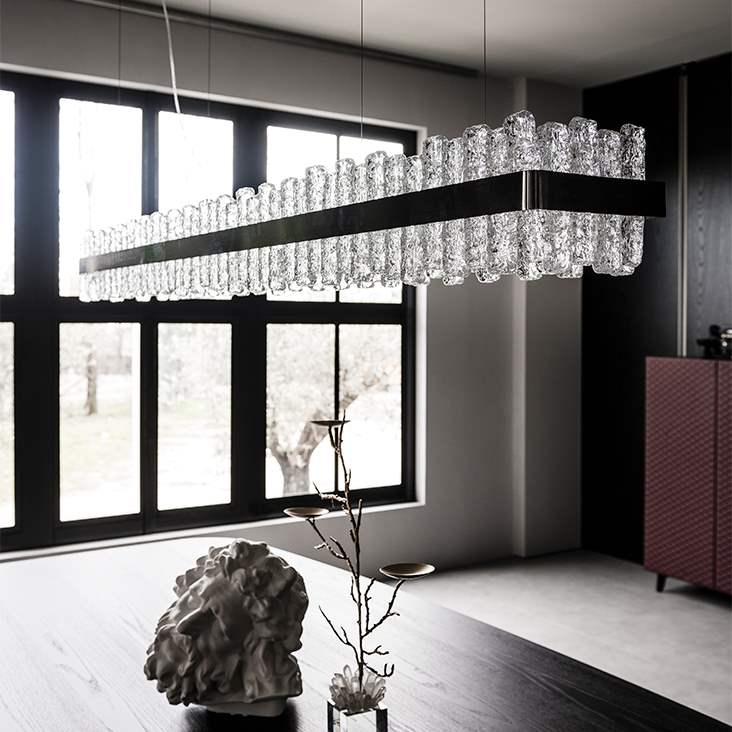 Chandelier with  hand made glass and nickel by Cattelan Italia