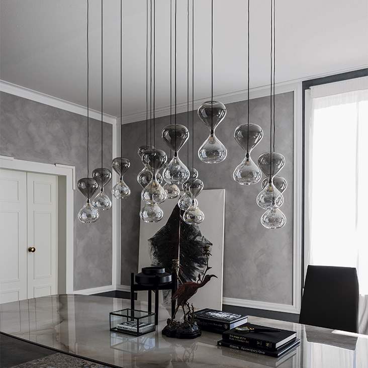 Sablier - Glass pendant  with free form shapes by Cattelan Italia