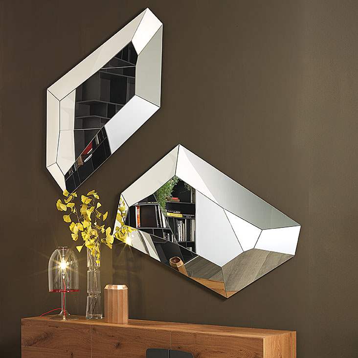 Modern mirror with free form shape with mirrored frame by Cattelan Italia