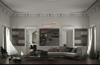 Room full of contemporary Italian furniture and Speedform Chandelier by Pininfarina