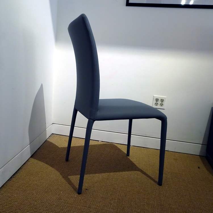 side view of blue comfort side chair - Italian furniture