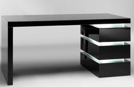 Luce Scrivania - wood and frosted glass executive desk made in Italy