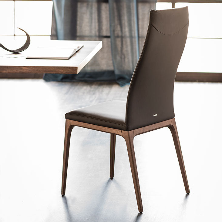 Back View of Tall Leather Arcadia dining room chair designed by Cattelan
