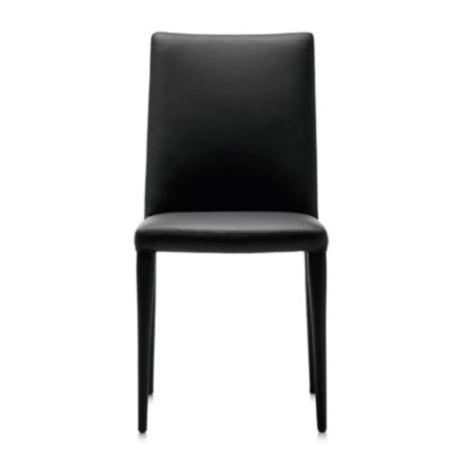 Black leather: Bella Side dining chair in leather by Frag