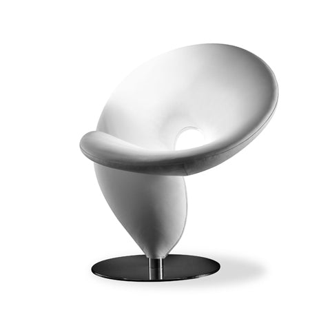 Question Mark Chair - chair resembling a question mark in white leather