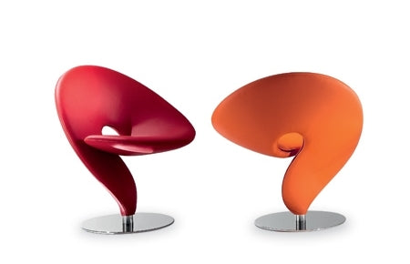Question Mark Chairs in red and orange leather