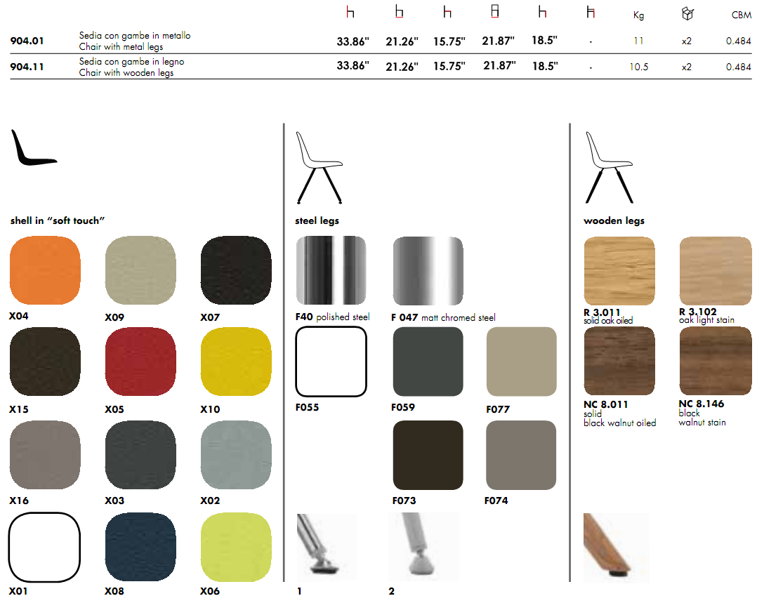 Step 904 Chair by Tonon product spec sheet