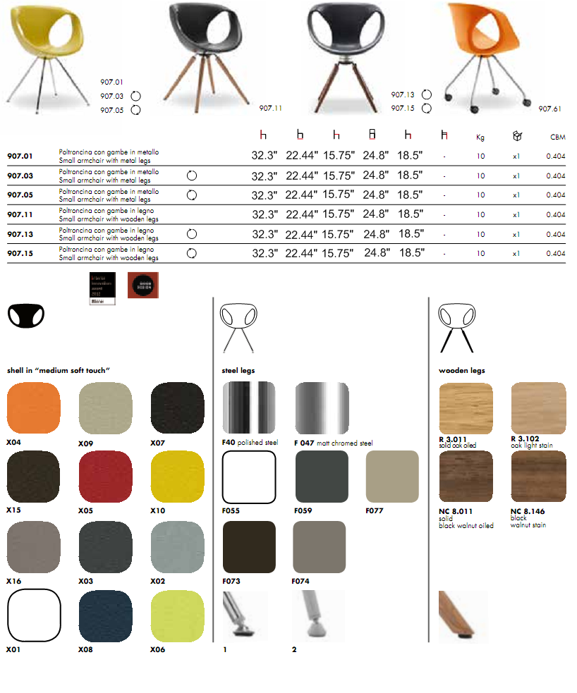 Up-Chair 907 product spec sheet 1