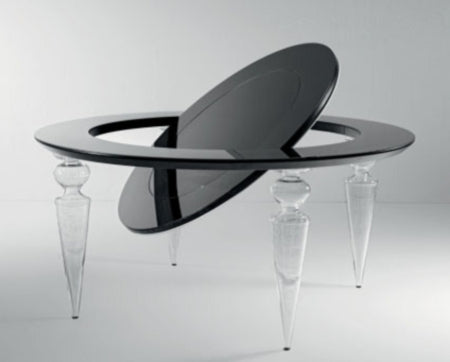 Poker Dining Table - Luxury poker table with Murano clear glass legs