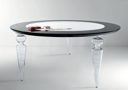 Poker Dining Table - poker table with lazy Susan center and clear glass legs