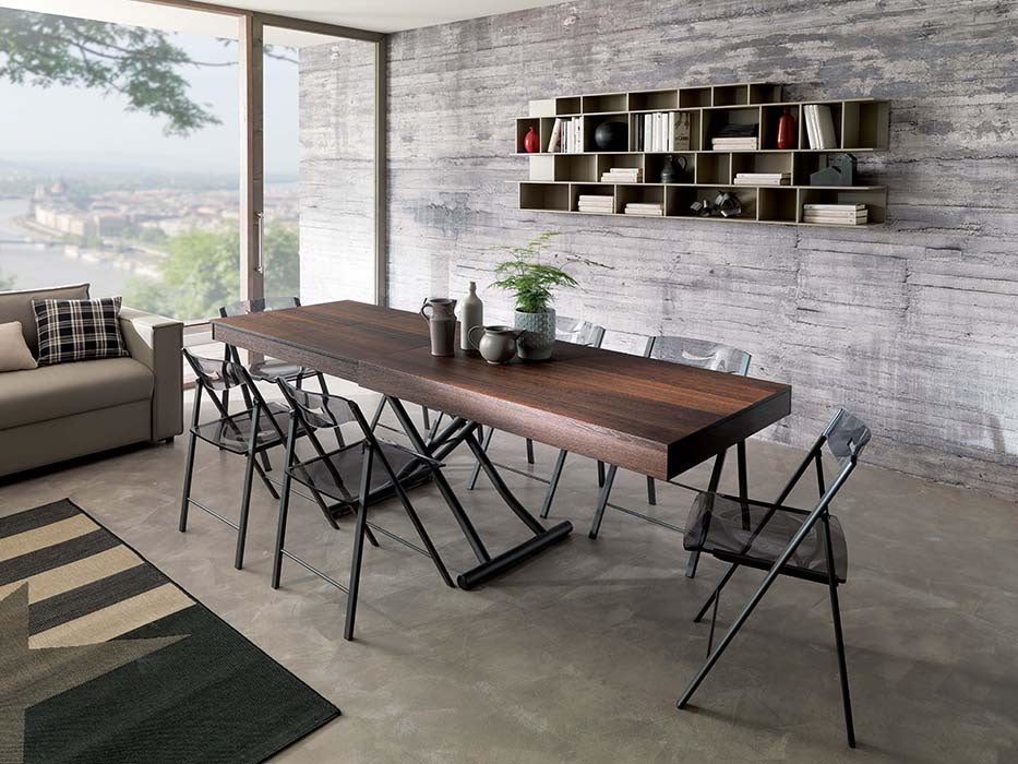 Newood Table - coffee table transforms to dining table by Ozzio Italia