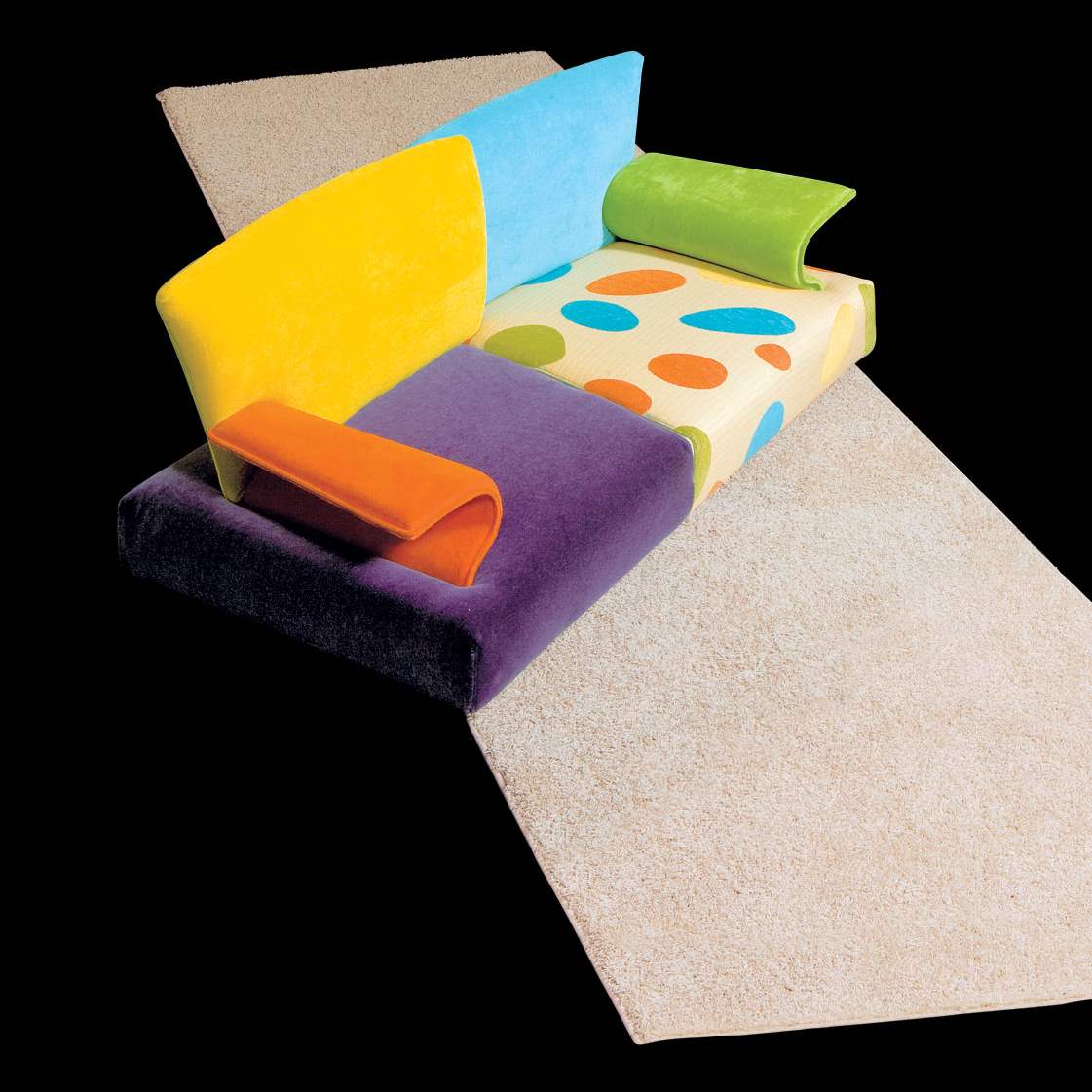 Luxury children's sofa with multiple colors and patterns