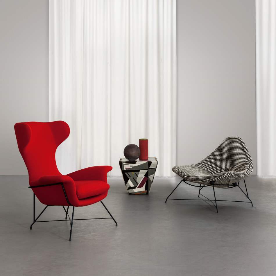 red and grey designer Italian chairs