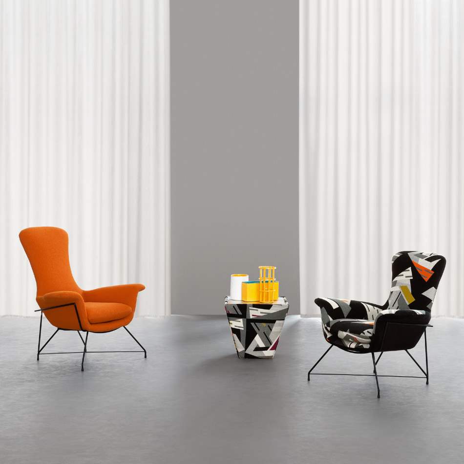 Orange and floral print luxury chairs by Il Loft and made in Italy
