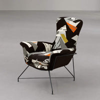 close view of patterned Italian sofa chair