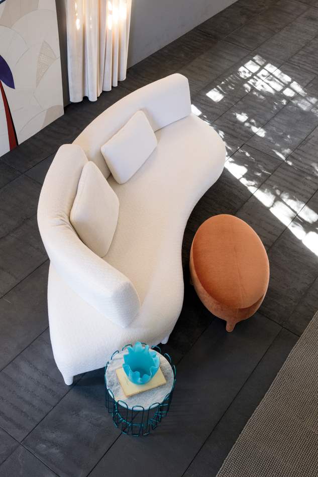 overhead view of white Delta Sagomato sofa