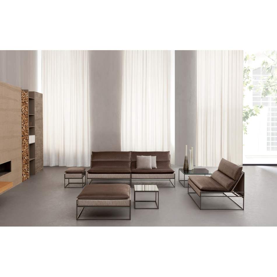 Side view of a luxury Italian room with High end  sofa with modern styling by Il Loft made in  Italy