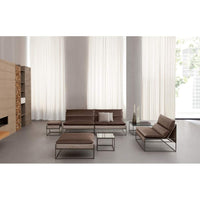 Side view of a luxury Italian room with High end  sofa with modern styling by Il Loft made in  Italy