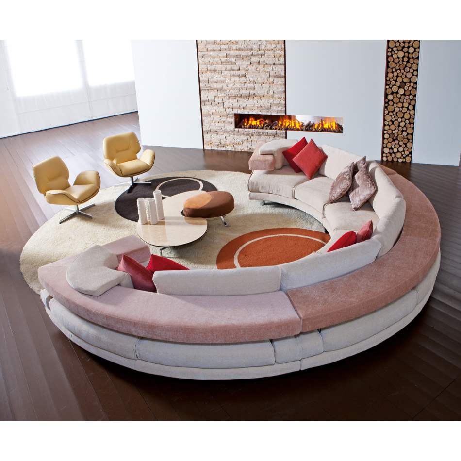 Luxury pink semicircular sofa made in Italy by ll Loft