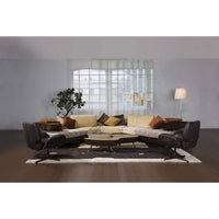 Head on view of luxury brown semicircular sofa made by ll loft in Italy