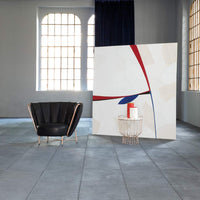Room with designer luxury chair and modern art piece