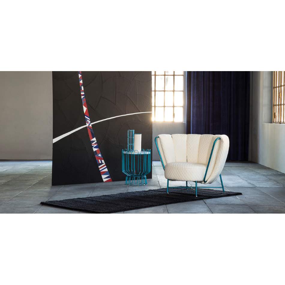 Modern Italian luxury chair by Il Loft with white cushions and metal frame