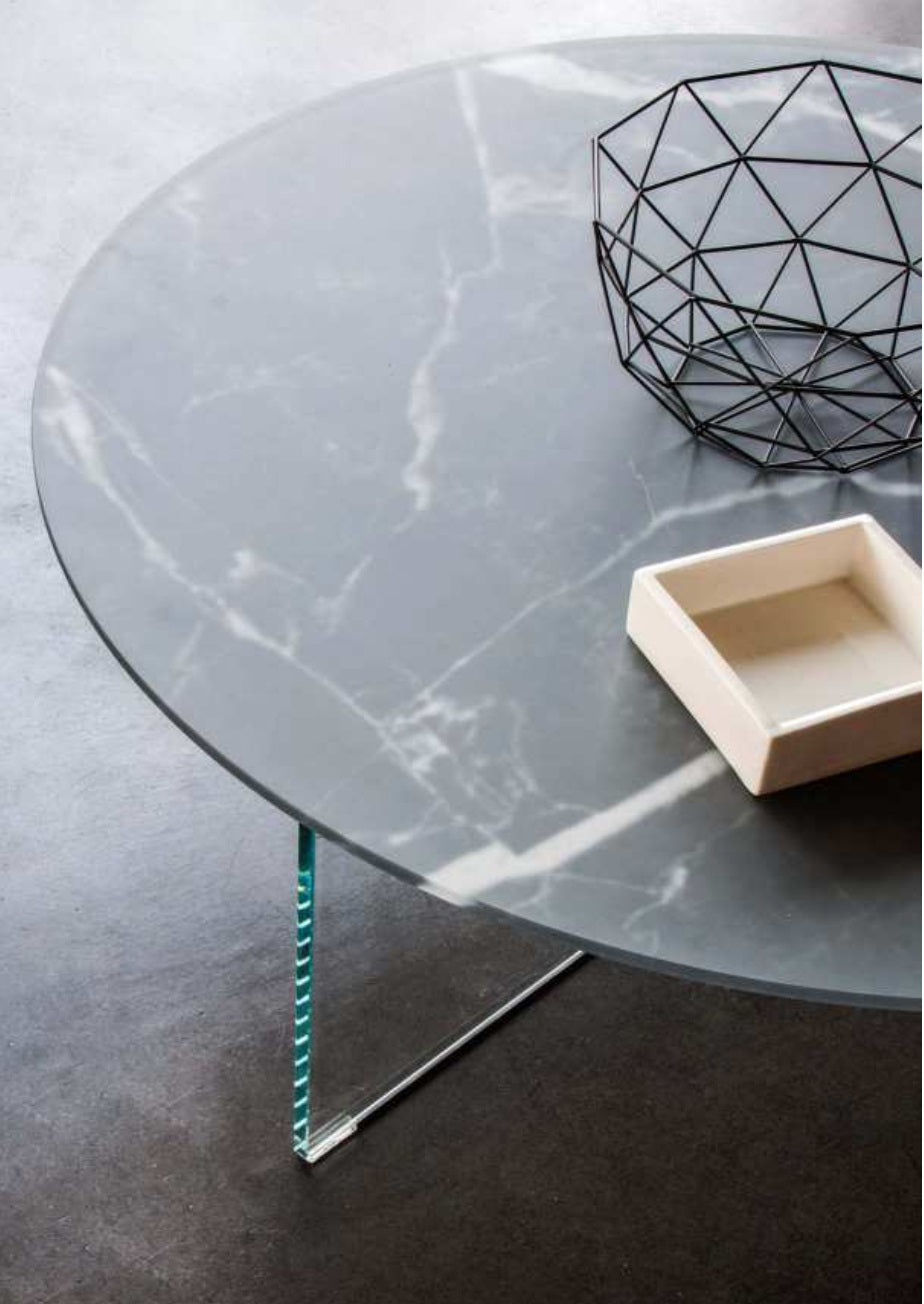 Air Round Coffee Table - Sahara Noir Matte Glass, Bianco Polished Glass & Wildwood Naturale - Modern Furniture | Contemporary Furniture - italydesign