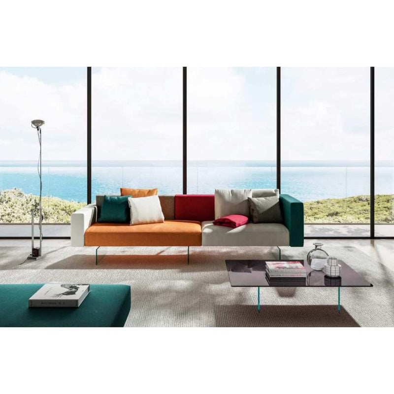 Modern modular sofa  with  glass legs by Lago made in Italy