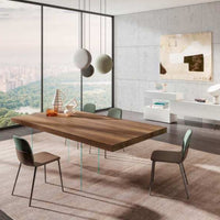 Air Table Haywood - Dining table with  wood top and glass base by Lago
