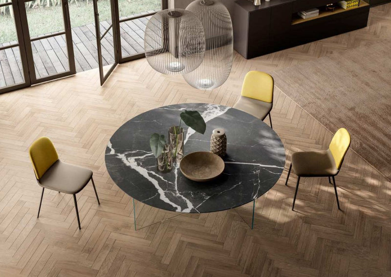 Air XGlass Round Table Clacatta Black Matte XGlass - Modern Furniture | Contemporary Furniture - italydesign