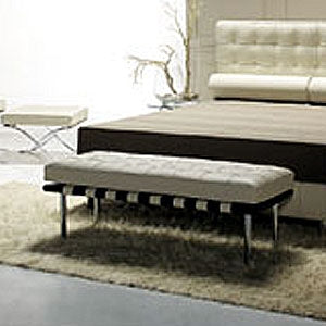 Cream Leather Bench inspired by Mies Van Der  Rohe made in Italy for Italydesign