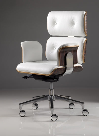 Modern Classic Office Chair - Modern office chair with wood and leather made in Italy for  Italydesign