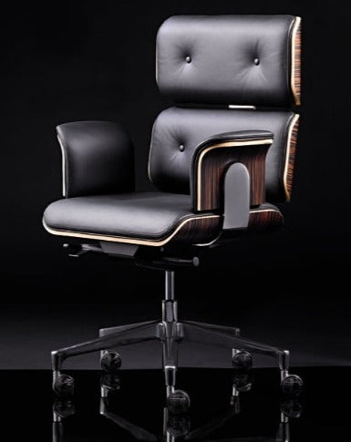 Modern Classic Office Chair in black leather