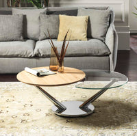 Abra coffee table with wood and glass tops