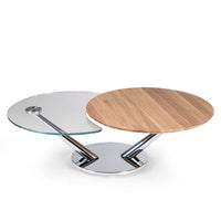 Designer Italian coffee table with wood and glass tops