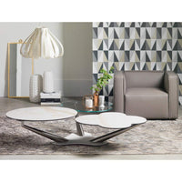 Myflower - modern  coffee table with glass and ceramic tops by Naos made in Italy