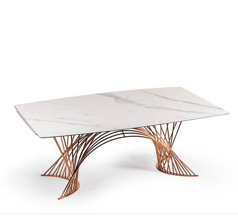 White ceramic topped expandable dining table