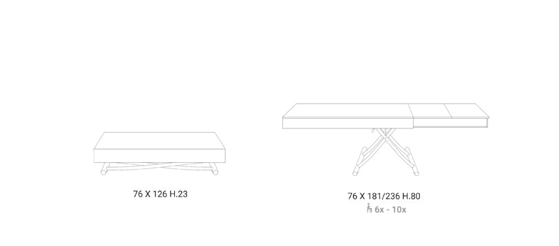 specs on 2 main configurations of Newood dining table