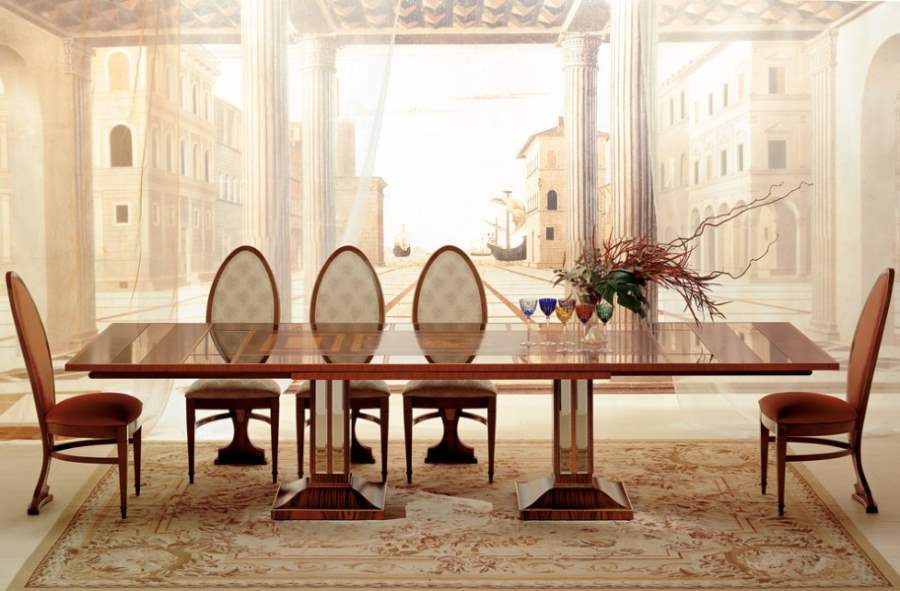 Luxury wood and  glass  expandable dining table by Carpanelli